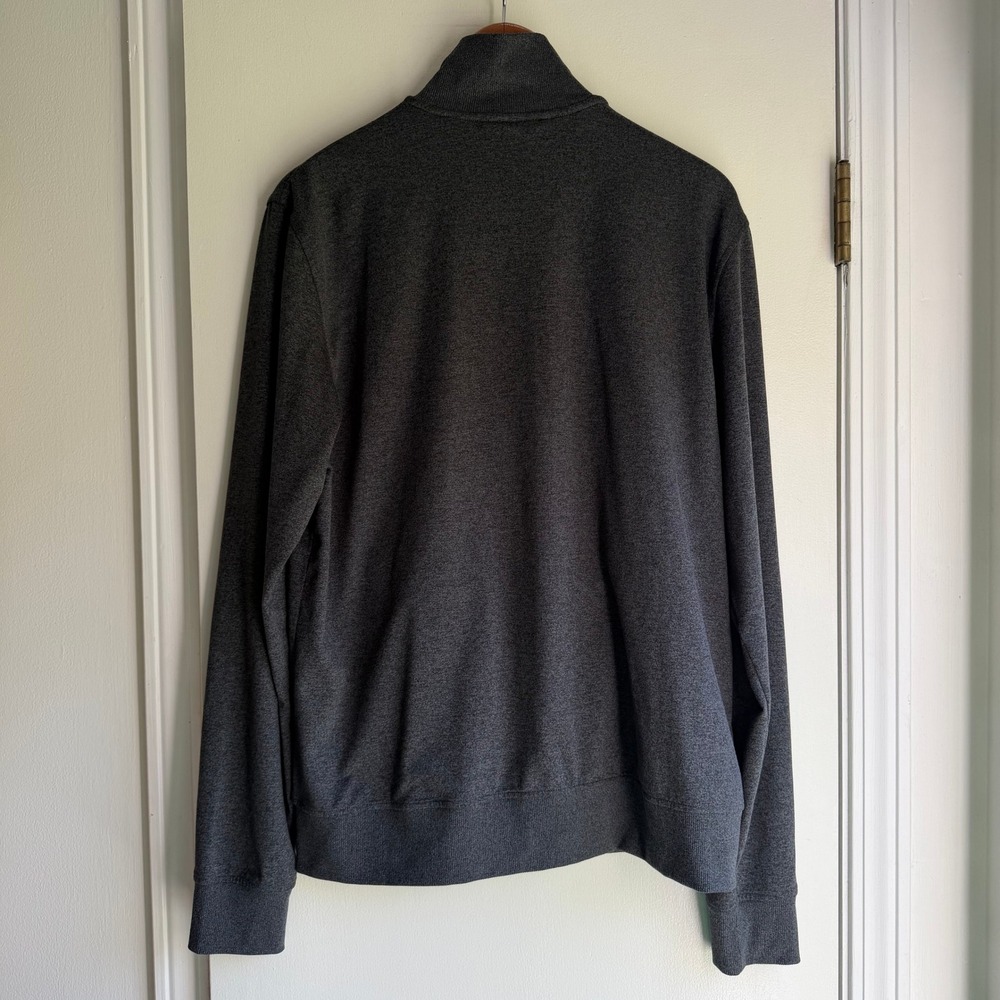 Vuori Mens Full Zip Performance Jacket Charcoal Heather Grey Mock Neck Athletic - Picture 6 of 8
